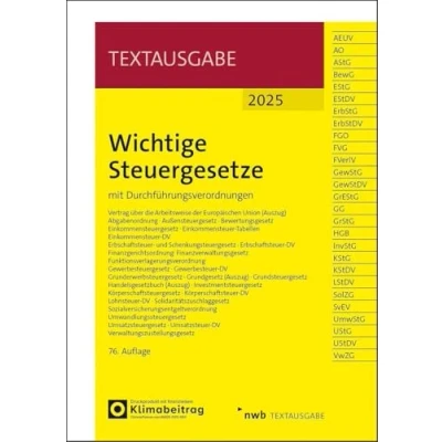 Abbildung von Wichtige Steuergesetze: mit Durchführungsverordnungen (Textausgabe)