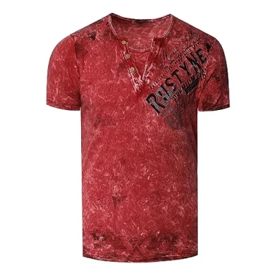 Abbildung von Rusty Neal IM USED LOOK MIT Vneck Tshirt print, Herren, Größe: Medium, Weinrot
