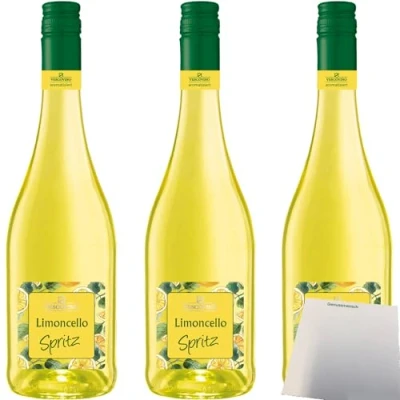 Abbildung von Vescovino Limoncello Spritz alkoholisches Mischgteränk süß 10% vol. 3er Pack (3x0,75 Liter Flasche) + usy Block