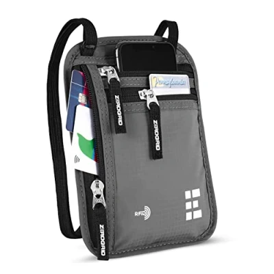 Abbildung von Zero Grid Brustbeutel Brusttasche Reisedokumententasche mit RFID Blocker Reisegeldbeutel