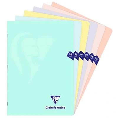 Abbildung von Clairefontaine 308162C Heft Mimesys, DIN A4, 21x29,7cm, 48 Blatt, 90g, kariert, ideal für die Schule, wasserfest Einband aus Polypropylen, Pastell sortiert, 1 Stück