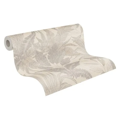 Abbildung von living walls Vliestapete &quot;Stories of Life florale Tapete mit Blättern Beige Gold&quot;, floral, Metallictapete für Wohnzimmer und Schlafzimmer