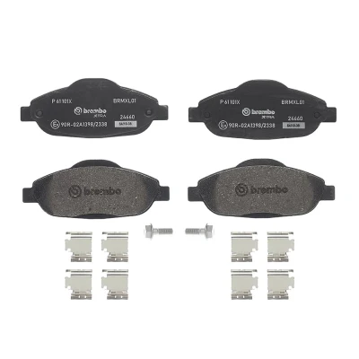 Abbildung von BREMBO P 61 101X Bremsbelagsatz exkl. Verschleißwarnkontakt mit Bremssattelschrauben Zubehör PEUGEOT: 5008 I, 308 I Schrägheck, SW