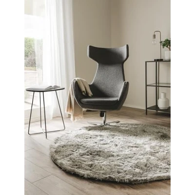 Abbildung von benuta Nest Hochflorteppich Whisper Kunstfaser rund &amp; im Style: Uni, Elegant Pflegeleicht für Wohnzimmer Schlafzimmer, Grau, ø 80 cm
