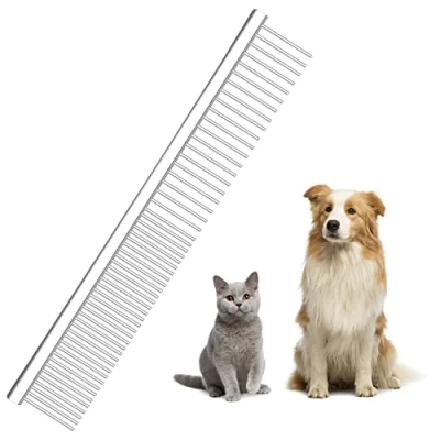 Abbildung von Nobleza Hundekämme 2 in 1 Edelstahl Haustier Kamm, Professionelle Hunde Kamm Katzen Pet Grooming Combs