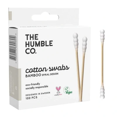 Abbildung von Humble Wattestäbchen Bambus weiß mit spiralförmiger Spitze 100