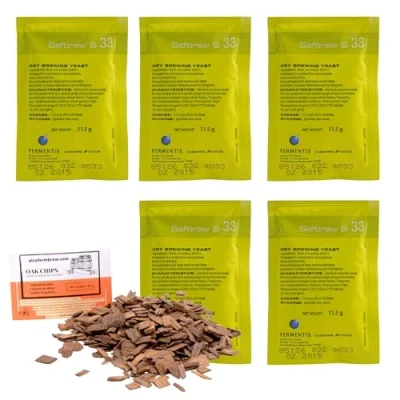 Abbildung von 5 x Fermentis Hefe S 33 + Eichenholz Chips, Bierhefe, Brauhefe