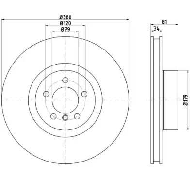 Abbildung von VAICO V48 80008 Bremsscheibe Vorderachse 380 34 5 120 Belüftet Original Qualität LAND ROVER: Range Rover 3