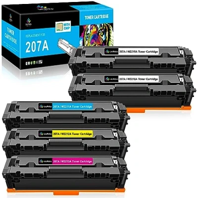 Abbildung von LeciRoba 207A (Mit Chip) für HP W2210X W2211X W2212X W2213X W2210A W2211A W2212A W2213A 207X Toner Color Laserjet Pro MFP M283fdw M283fdn M282nw M255dw M255nw Drucker (5 Packung)