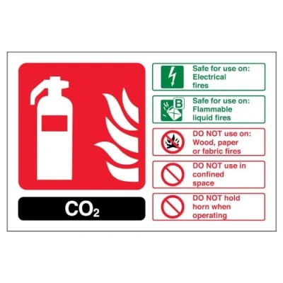 Abbildung von vsafety 11016 al r Feuerlöscher Schild, CO2 ID, starrer Kunststoff, Landschaft, 150 mm x 100 mm, schwarz/grün/rot