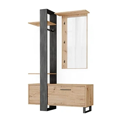 Abbildung von Vicco Wandgarderobe Flurgarderobe Porto Schwarz Artisan Mediterran 120x190 cm