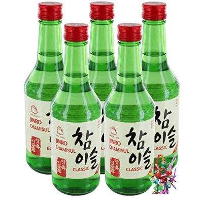 Abbildung von yoaxia ® 5er Pack [ 5x 350ml ] HITEJINRO Soju Jinro Chamisul Classic/Spirituose Alc. 20,1% vol. + ein kleiner Glücksanhänger gratis