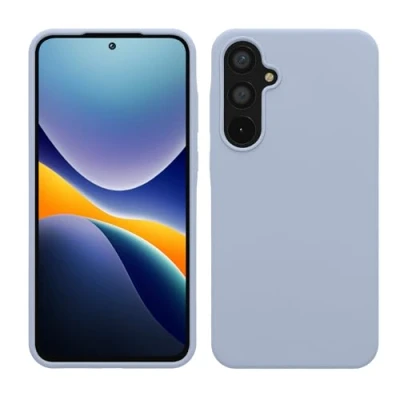 Abbildung von kwmobile Hülle kompatibel mit Samsung Galaxy A55 5G Silikon Handy Case Handyhülle weiche Oberfläche kabelloses Laden Hellblau matt