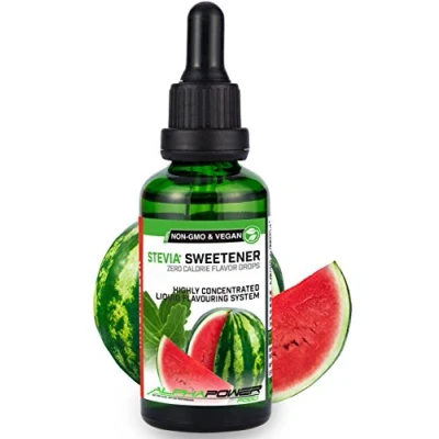 Abbildung von ALPHAPOWER FOOD Stevia, zuckerfreie flavour Drops WASSERMELONE 100% natürliches liquid Aroma + Zuckerersatz für Wasser, Müsli, Süßspeisen, Smoothies