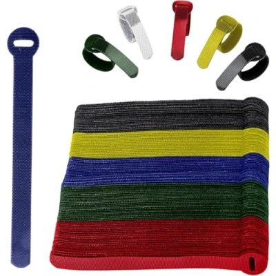 Abbildung von Armiz 120x Bunt wiederverwendbare kabelbinder klettband, Verstellbare kabelklettbänder, stark Haken und Schleife klettbänder mit schnalle für TV Kabel, PC Kabel Schreibtischorganisation