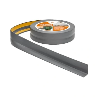 Abbildung von Quest Weichsockelleiste Selbstklebend, PVC Sockelleiste, Abschlussleiste 32 mm x 23 Flexible Knickleiste für Innenbereich, Wand, Boden Dicht, Dekorativ 15 Meter, Dunkelgrau
