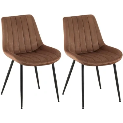 Abbildung von CLP 2er Set Stühle Rahden Samt Mit Schwarzem Gestell Und Einer Sitzhöhe Von 46 cm I Polsterstühle Gestepptem Sitz, Farbe:braun
