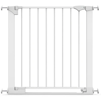 Abbildung von Safetots Sicherheitsstuffen Treppenschutzgitter, Weiß, 75cm 82cm, Extra Niedrige Durchgangshöhe, Druckmontage Sicherheitsgitter, Kinderschutzgitter für Treppen, Einfache Installation