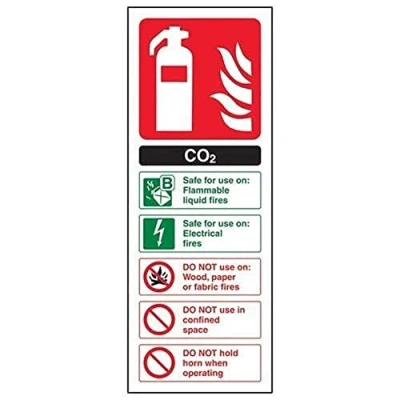 Abbildung von VSafety Co2 ID Feuerlöscher Schild, Hochformat, 75 mm x 200 mm, 2 starrer Kunststoff