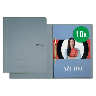 Abbildung von VON Leitz 10er Pack Schnellhefter A4, Karton, Mit Heftmechanik, Für 250 Blatt, Soft Cover, Schule, Studium &amp; Haushalt, Grau, 30130085