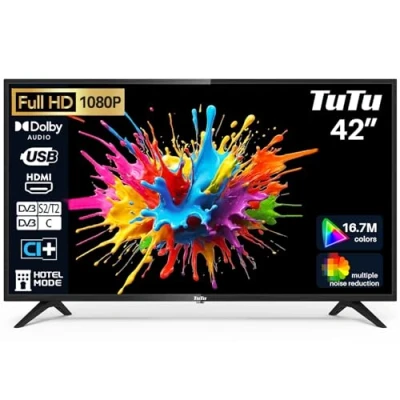 Abbildung von TuTu Fernseher 42 Zoll (106cm) Full HD LED TV Triple Tuner (DVB T/T2 C S/S2) HDMI USB CI/CI+ Hotelmodus Media Player (2023)