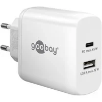 Abbildung von Goobay 65412 Dual Ladegerät 45W / USB C &amp; A Schnellladegerät Power Delivery/Ladenetzteil mit 2 Anschlüssen/Charger für Handy, iPad, Tablet etc.