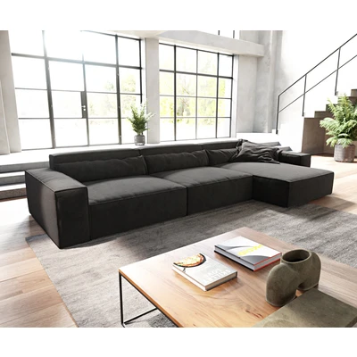 Abbildung von Ecksofa Sirpio XL 370x170 cm Mikrofaser Schwarz Recamiere variabel