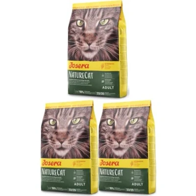 Abbildung von Josera NatureCat (3 x 400 g) getreidefreies Katzenfutter mit Geflügel und Lachsprotein Super Premium Trockenfutter für ausgewachsene Katzen 3er Pack