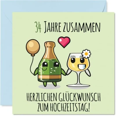 Abbildung von Stuff4 34. Hochzeitstag Karte Liebe 34 Jahre Zusammen Jahrestag Geschenke für Freunde Familie vom Freundinnen Kollegen, 145mm Glückwunschkarten