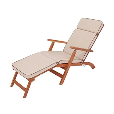 Abbildung von PillowPrim Liegenauflage, Auflage Gartenliege (Beige) 178 x 47 cm, 5 cm dick, Auflagen für Deckchair, Bequeme Polsterauflage Sonnenliege, Liegestuhl