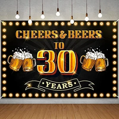 Abbildung von Banner Hintergrund zum 30. Geburtstag, für Männer, Frauen, Fotografie, Jahrestag, Party, Dekoration, Schwarz und Gold
