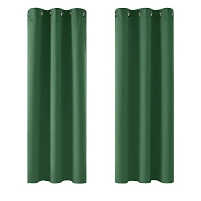 Abbildung von Deconovo Vorhänge Blickdicht Verdunkelunsgardinen Kälteschutz 214x107 cm(HöhexBreite), Waldgrün, 2er Set