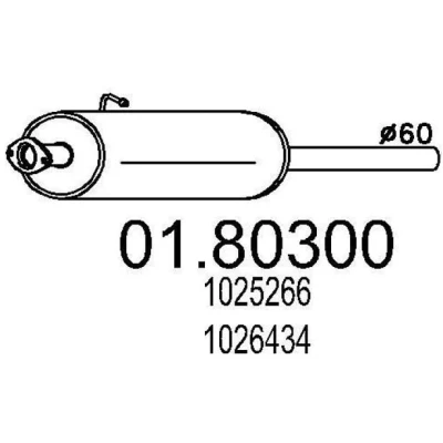 Abbildung von MTS 01.80300 Mittelschalldämpfer 900 FORD: Transit Mk4 Bus, Pritsche/Fahrgestell, Kastenwagen