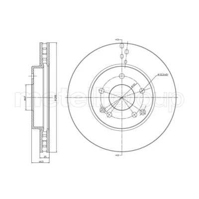 Abbildung von METELLI 23 0701C Bremsscheibe 288,0 25,2 5 67,0 Belüftet lackiert MERCEDES BENZ: C Klasse Limousine, T modell, CLK Coupe
