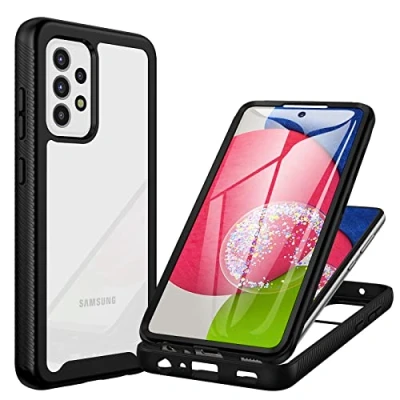 Abbildung von CENHUFO Hülle für Samsung Galaxy A52 5G/4G / A52s 5G, 360 Grad Schutzhülle mit Eingebautem Displayschutz Stoßfest Panzerhülle Case Bumper Cover Handyhülle 5G Schwarz