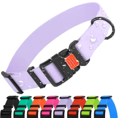 Abbildung von CollarDirect Verstellbares Hundehalsband, bunt, wasserfest, für kleine, mittelgroße und große Hunde, Welpen, 9 Farben (Lila, S (25 33 cm))