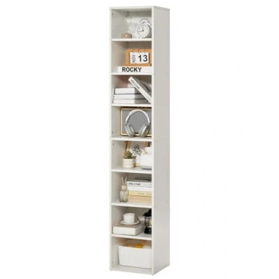 Abbildung von VEVOR 8 stöckiges Bücherregal Aufbewahrung Regalsystem Verstellbar Weiß 180cm