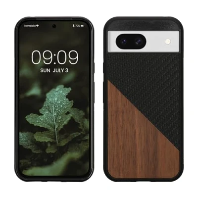 Abbildung von kwmobile Hülle kompatibel mit Google Pixel 8a Handyhülle Handy Schutzhülle Smartphone Cover Dunkelbraun Schwarz