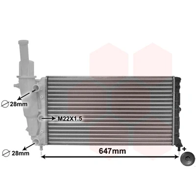 Abbildung von VAN WEZEL 17002140 Kühler, Motorkühlung Aluminium 577 322 23 *** IR PLUS mit Verschlussstopfen Kühlrippen mechanisch gefügt
