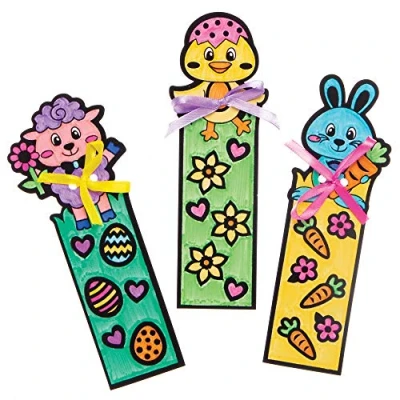 Abbildung von Baker Ross Ostern Lesezeichen Bastelset für Kinder zum Ausmalen (12 Stück) Kreativsets Basteln und Dekorieren zur Frühlingszeit, AT519