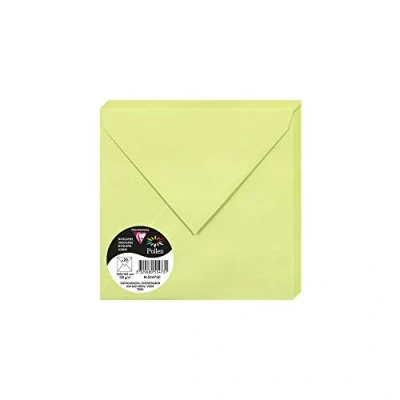 Abbildung von Clairefontaine 55473C Packung mit 20 Umschläge Pollen, 165 x 165mm, 120g, ideal für Einladungen und Korrespondenz, Knospengrün, 1 Pack