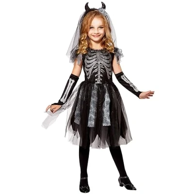 Abbildung von Widmann S.r.l. Hexen Kostüm Teufelsbraut Kinderkostüm Skelett Kleid mit Schl