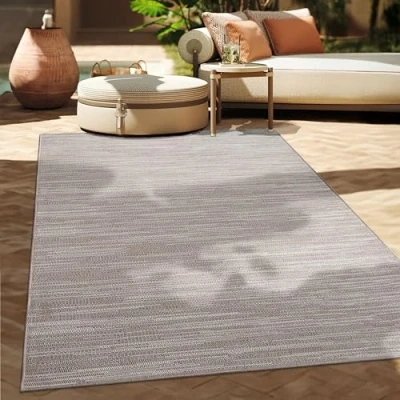 Abbildung von Paco Home In &amp; Outdoor Teppich Balkon Terrasse Küchenteppich Modernes Boho Ethno Muster, Grösse:240x340 cm, Farbe:Grau 4
