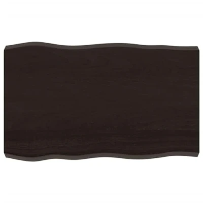 Abbildung von vidaXL Tischplatte, Holzplatte für Tisch Esstisch Couchtisch, Massivholzplatte Handgefertigt mit Baumkante, Ersatztischplatte, Dunkelbraun 80x50x(2 6) cm Massivholz Behandelt