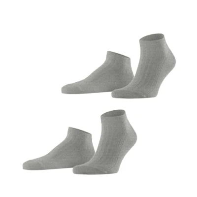 Abbildung von ESPRIT Herren Easy Rib 2 Pack M SN Baumwolle kurz einfarbig Paar Sneakersocken, Grau (Light Grey 3400), 43 46 (2er Pack)