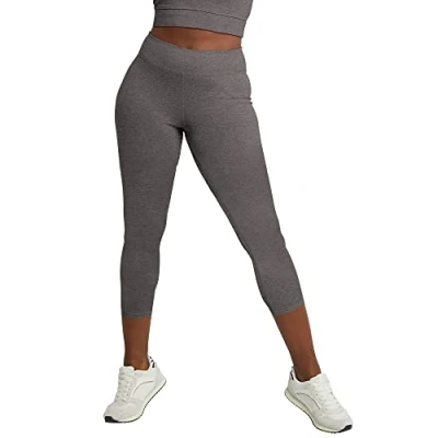 Abbildung von Hanes Damen Stretch Jérsei Elásticostretch Jersey Capri Leggings, Charcoal Heather, Klein