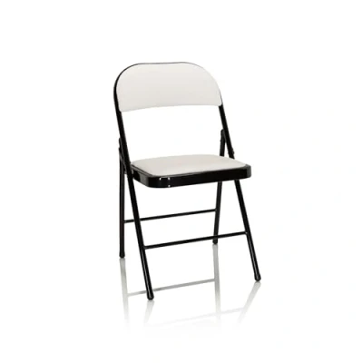 Abbildung von hjh OFFICE 803001 Klappstuhl gepolstert TUDELA Kunstleder Weiß Besucherstuhl Faltstuhl klappbar, bis 130kg belastbar