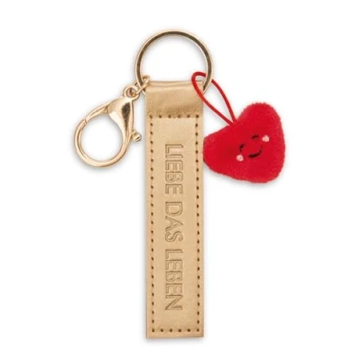 Abbildung von NICI Schlüsselanhänger Liebe das Leben Kunstlederband gold 10cm mit Herz