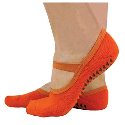 Abbildung von sock snob 2er Pack Damen Baumwolle Bunt Invisible Yoga Socken Füßlinge mit Antirutsch ABS Sohle und Silikon (37/42 EUR, Orange)