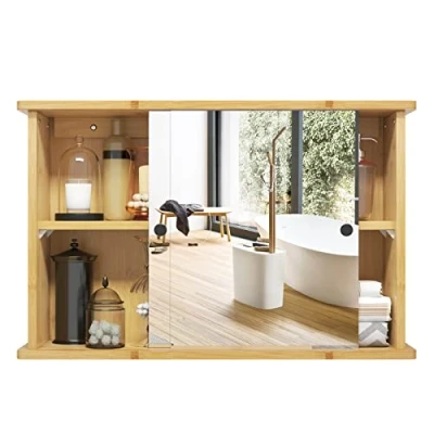 Abbildung von EUGAD Badezimmerspiegelschrank (1 St) mit Ablage, aus Bambus, 55x35,5x14 cm